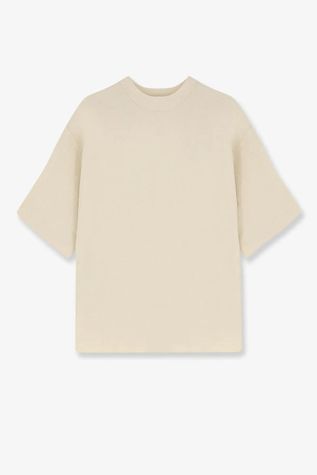 Hevò men’s ripalta cream linen and viscose blend oversized t-shirt with relaxed fit and short sleeves