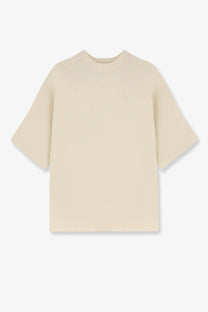 Hevò men’s ripalta cream linen and viscose blend oversized t-shirt with relaxed fit and short sleeves
