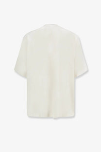 Hevò men’s ripalta cream silk blouse with short sleeves lightweight relaxed fit