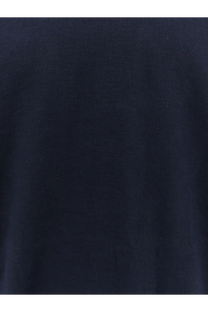 Hevò men’s ripalta shirt in linen and viscose blend blue featuring dark navy fabric with a smooth textured surface