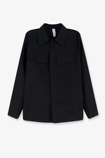 Hevò men’s specchiolla black cotton shirt with long sleeves button-up front collar and two chest pockets