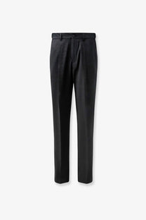 Hevò men’s torre canne black pleated modal blend trousers with tailored fit and belt loop detail