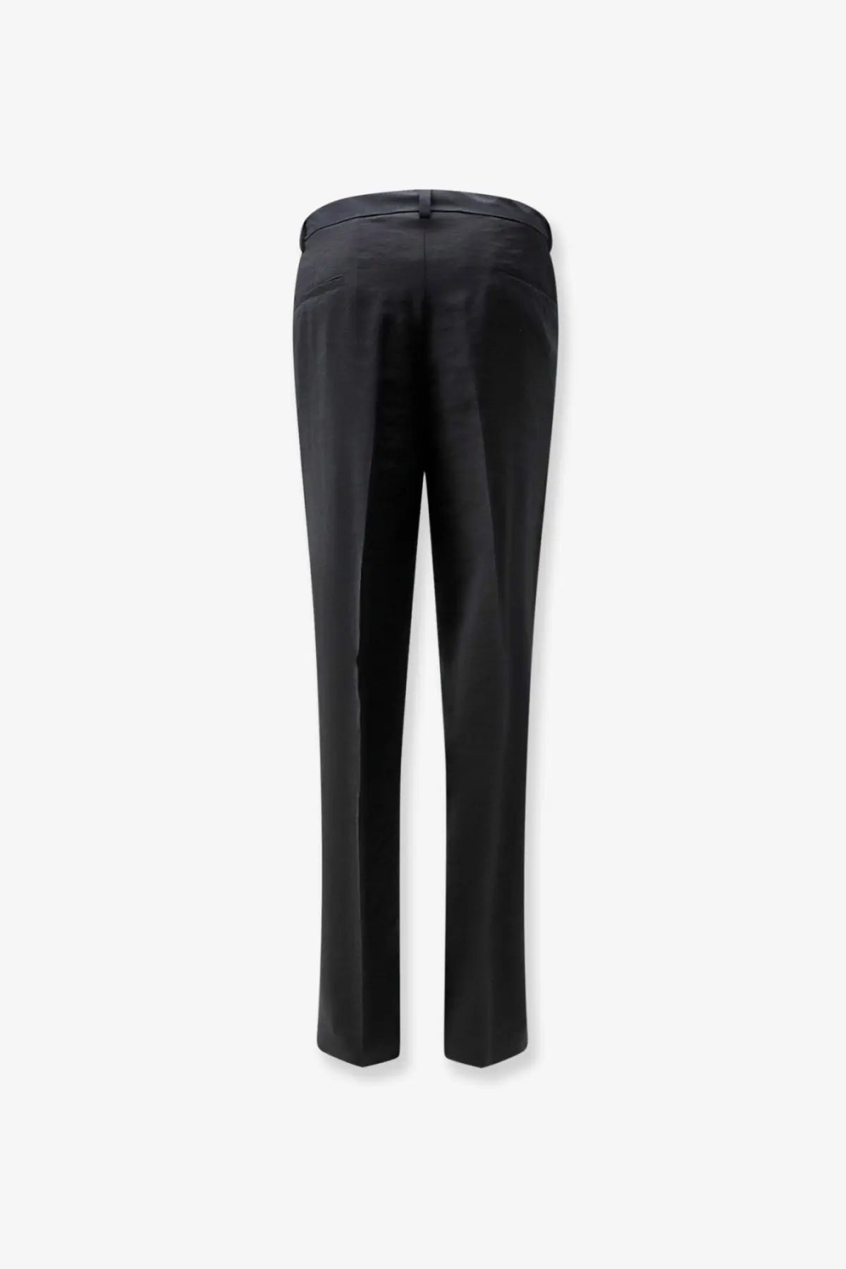 Hevò men’s torre canne black modal blend tailored trousers with a sleek straight-leg cut and subtle back creasing
