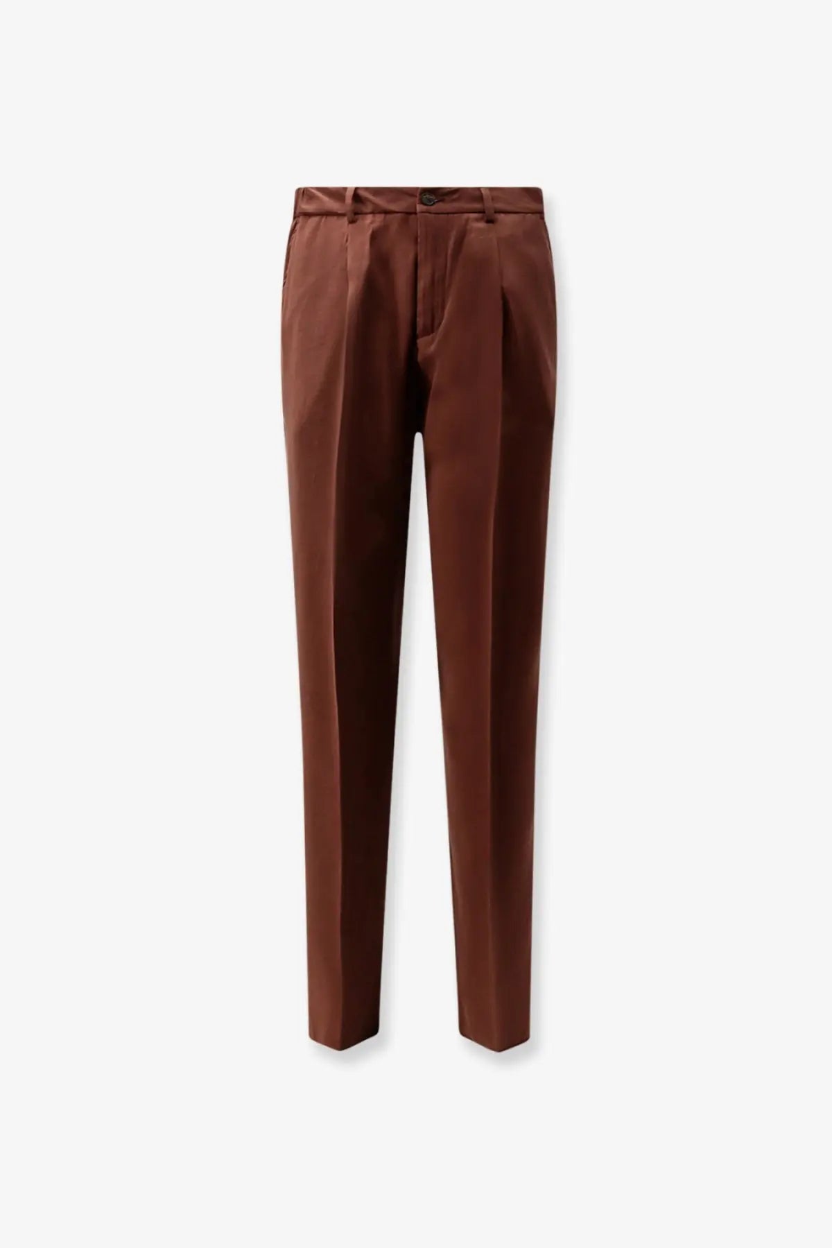 Brown pleated hevò men’s torre canne modal blend trousers with a sleek tailored fit