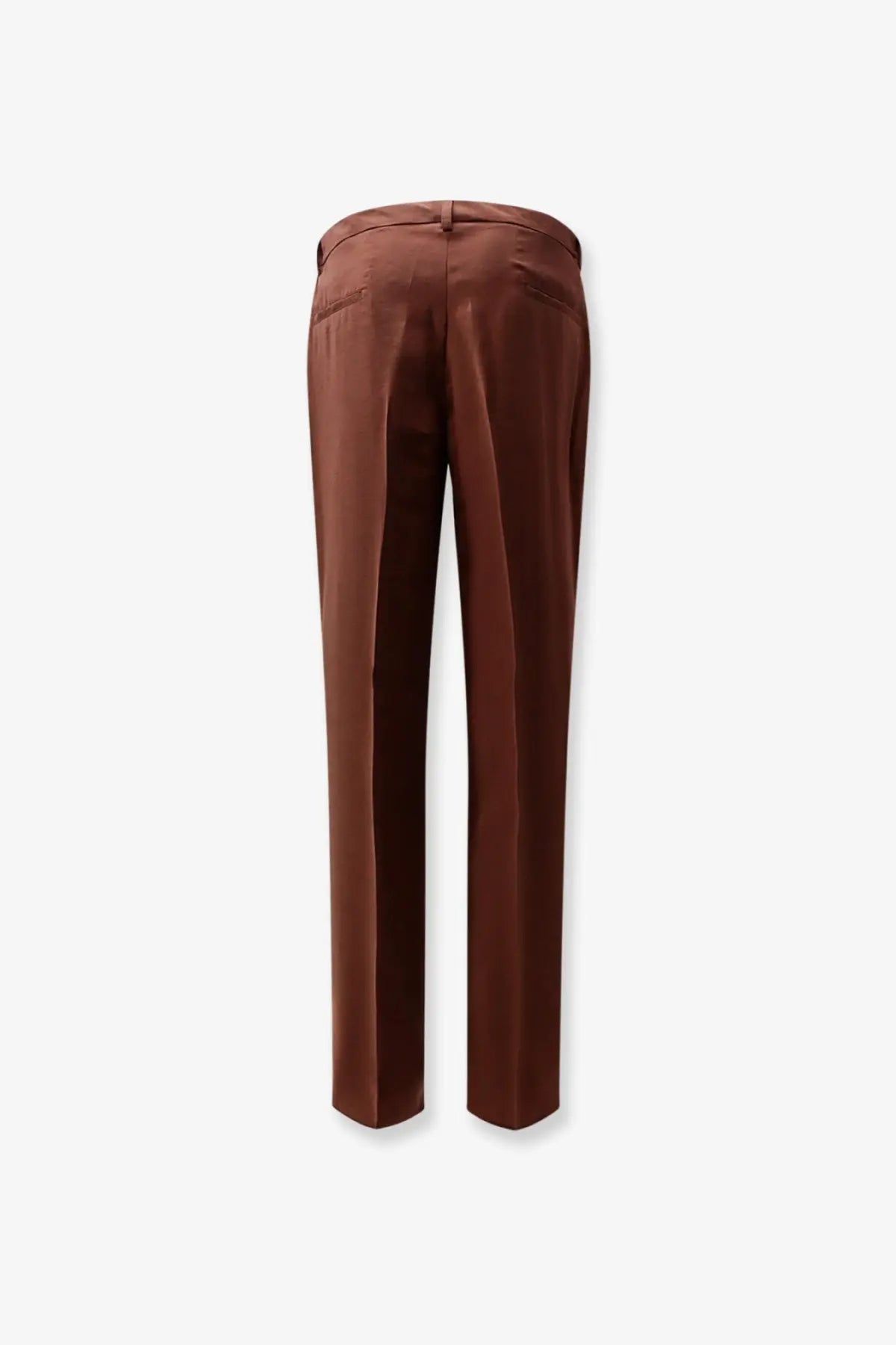Brown hevò men’s torre canne modal blend tailored trousers with sleek straight-leg cut and subtle creases