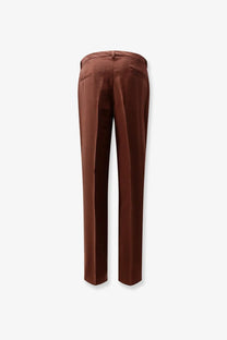 Brown hevò men’s torre canne modal blend tailored trousers with sleek straight-leg cut and subtle creases