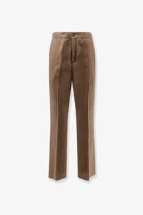 Hevò men’s torre chianca brown cotton trousers with straight-leg cut and subtle front pleats