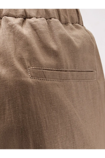 Hevò men’s torre chianca beige linen and viscose trousers with relaxed fit and elastic waistband