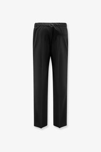 Black tailored hevò men’s torre chianca linen and viscose trousers with elastic waistband and straight-leg cut