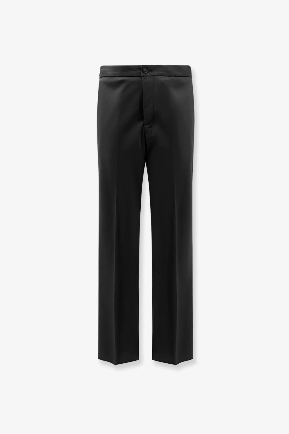 Hevò men’s torre chianca black satin trousers with a sleek straight-leg cut and single button waist closure