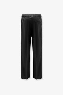 Hevò men’s Torre Chianca black wool blend trousers with sleek straight-leg cut and elastic waistband