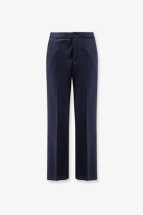 Hevò men’s torre chianca navy blue wool blend straight-leg trousers with tailored fit and subtle creases
