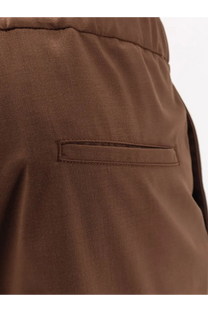 Hevò men’s torre chianca wool blend brown trousers with subtle textured weave and neatly stitched rectangular pocket