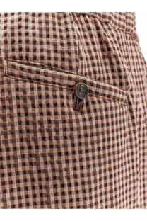 Hevò men’s torre lapillo checked chino shorts in beige and brown with a dark brown button detail