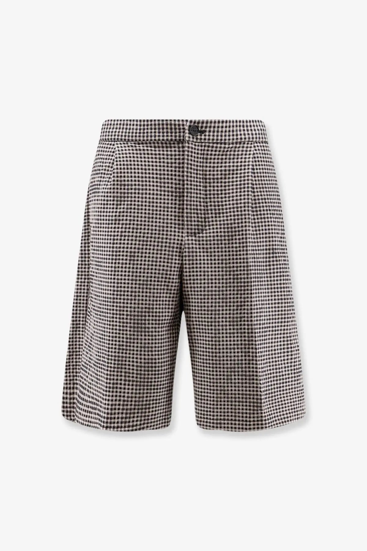 Hevò men’s Torre Lapillo black and white checkered cotton shorts with button closure for casual wear