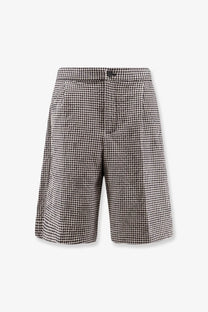 Hevò men’s Torre Lapillo black and white checkered cotton shorts with button closure for casual wear