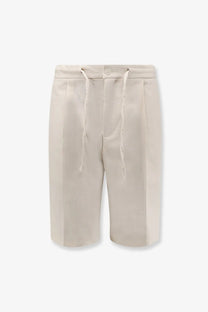 Hevò men’s torre lapillo beige corduroy shorts with drawstring waistband and pleated front cotton blend