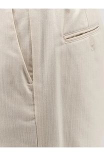 Hevò men’s Torre Lapillo beige textured fabric trousers with subtle woven pattern and stitched pocket details