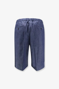 Back view of hevò men’s torre lapillo blue cotton shorts with elastic waistband and two pockets
