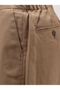 Bevò men’s torre lapillo beige linen and viscose trousers with drawstring waist and buttoned side pocket