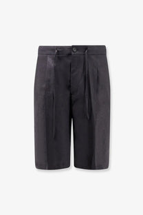 Hevò Men's Torre Lapillo Linen and Viscose Shorts Black