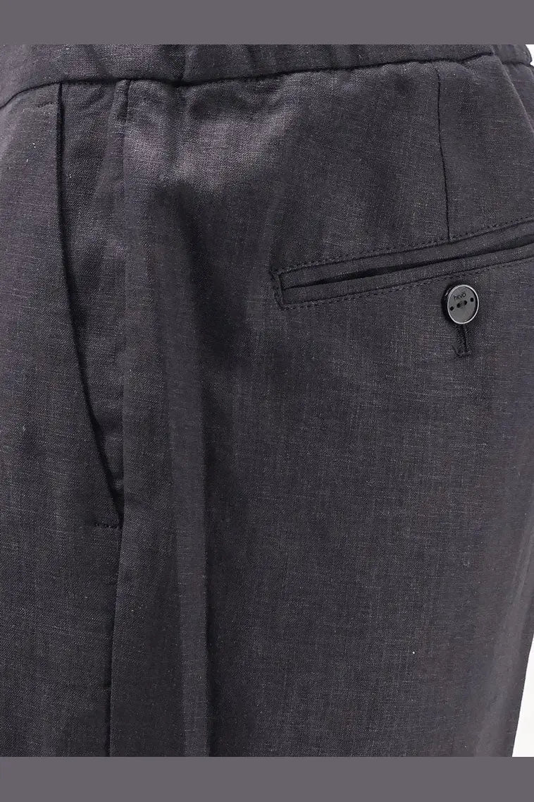 Hevò Men's Torre Lapillo Linen and Viscose Shorts Black
