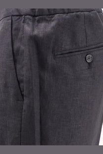 Hevò Men's Torre Lapillo Linen and Viscose Shorts Black