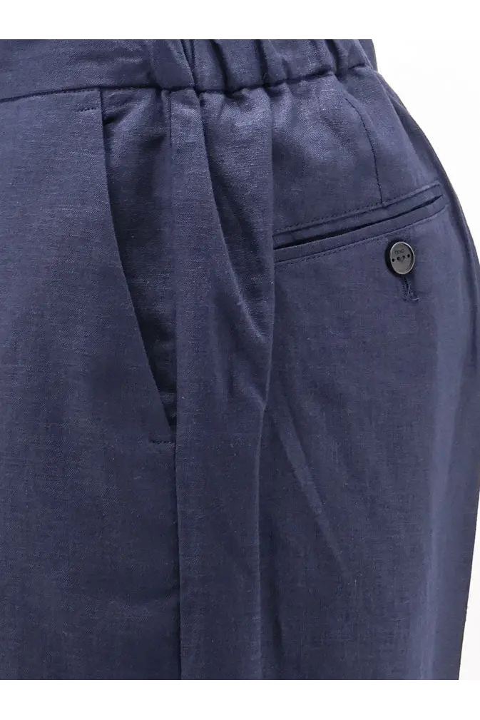 Hevò Men's Torre Lapillo Linen and Viscose Shorts Blue