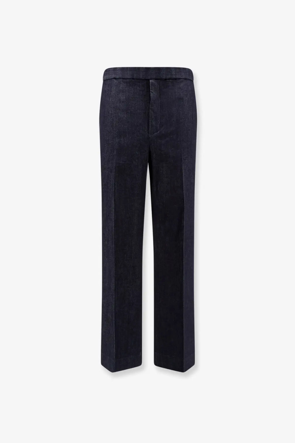 Hevò men’s torresgarrata blue denim trousers in dark navy corduroy with straight-leg cut and visible vertical ridges