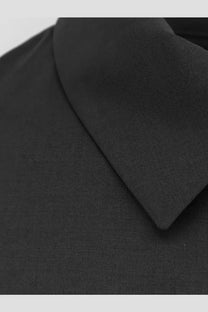 Hevò men’s verdemare wool blend jacket black featuring a black cotton collar with subtle woven texture