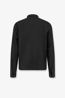 Hevò men’s verdemare black wool blend jacket featuring a classic collar and neatly stitched seams on a long-sleeved shirt