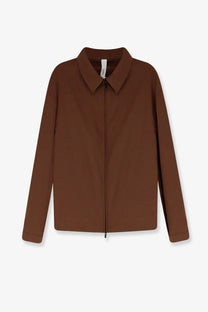 Hevò men’s Verdemare wool blend jacket brown with a sleek solid brown zip-up design and classic collar