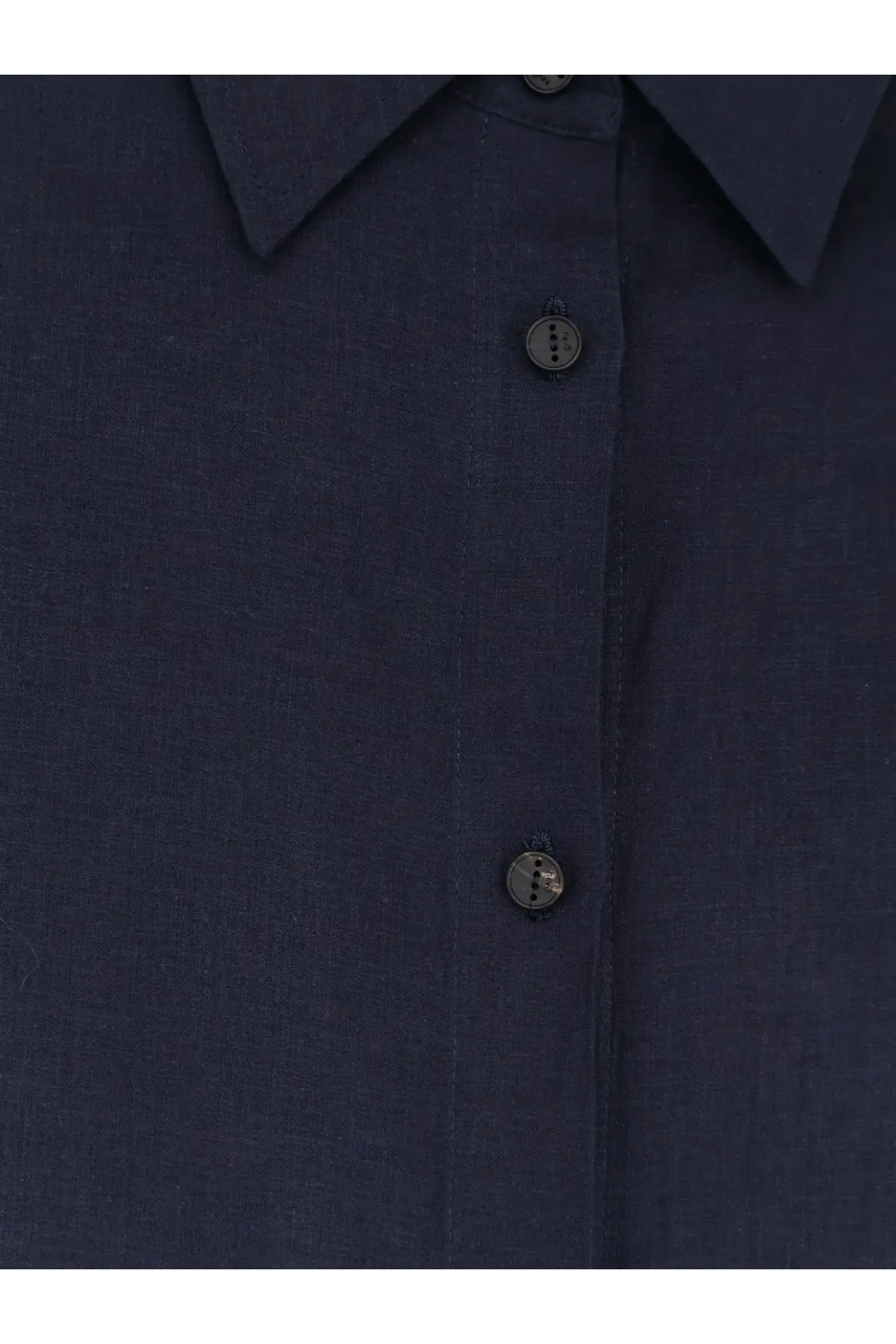 Hevò women’s arigliano linen and viscose chemisier dress in dark blue with subtle texture and matching buttons