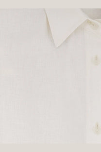 Hevò women’s arigliano white linen and viscose chemisier dress with classic collar and subtle texture