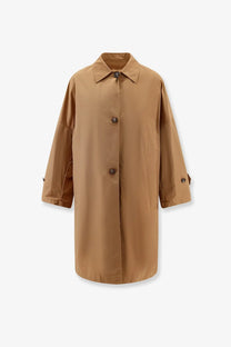 Hevò women’s cala paradiso tan cotton blend trench coat with classic collar and matching buttons