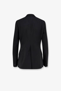 Hevò women’s frigole black tailored blazer in virgin sheeps wool with a sleek structured silhouette and seam detailing