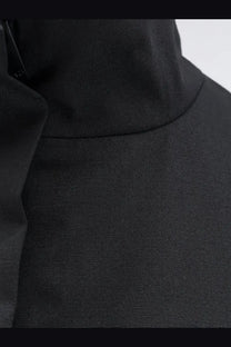 Black textured fabric collar of hevò womens porto selvaggio wool blend jacket showcasing premium material and design