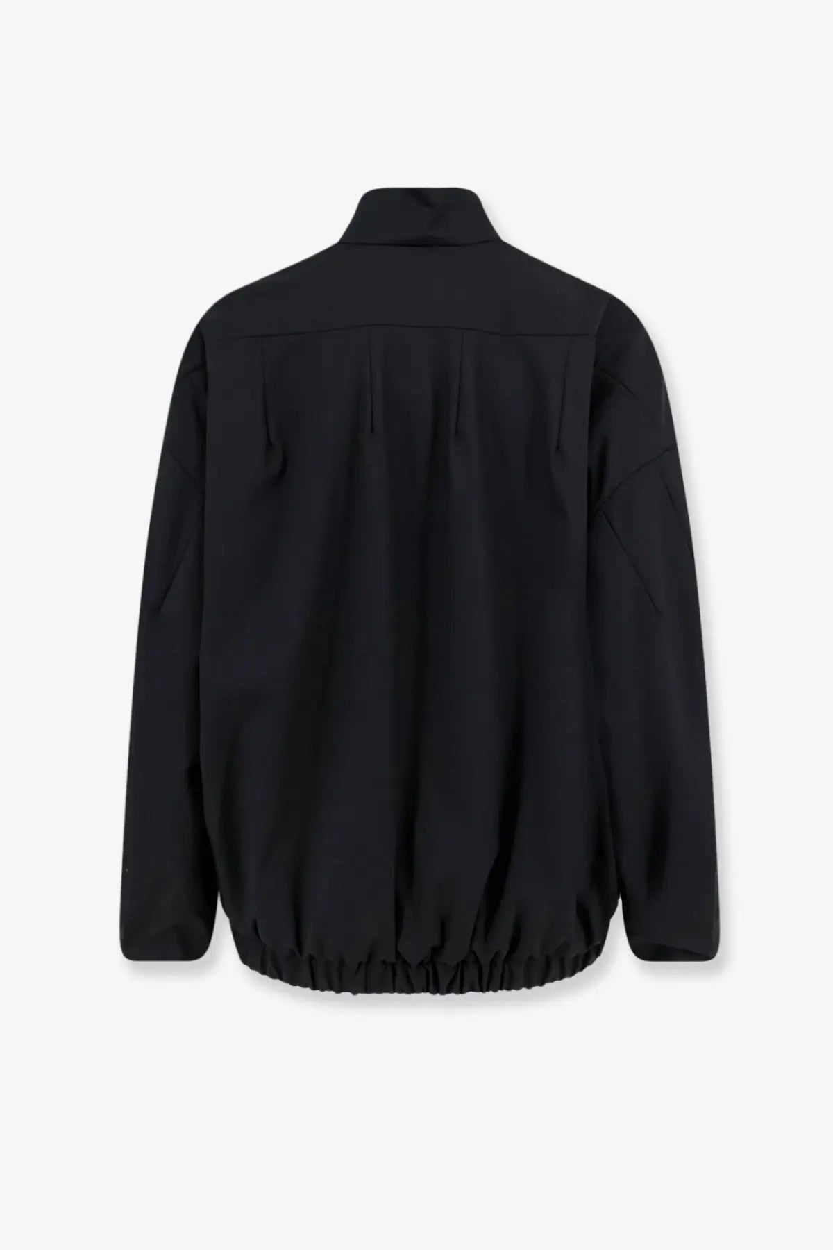 Hevò women’s porto selvaggio black wool blend utility jacket with stand-up collar and elasticated hem