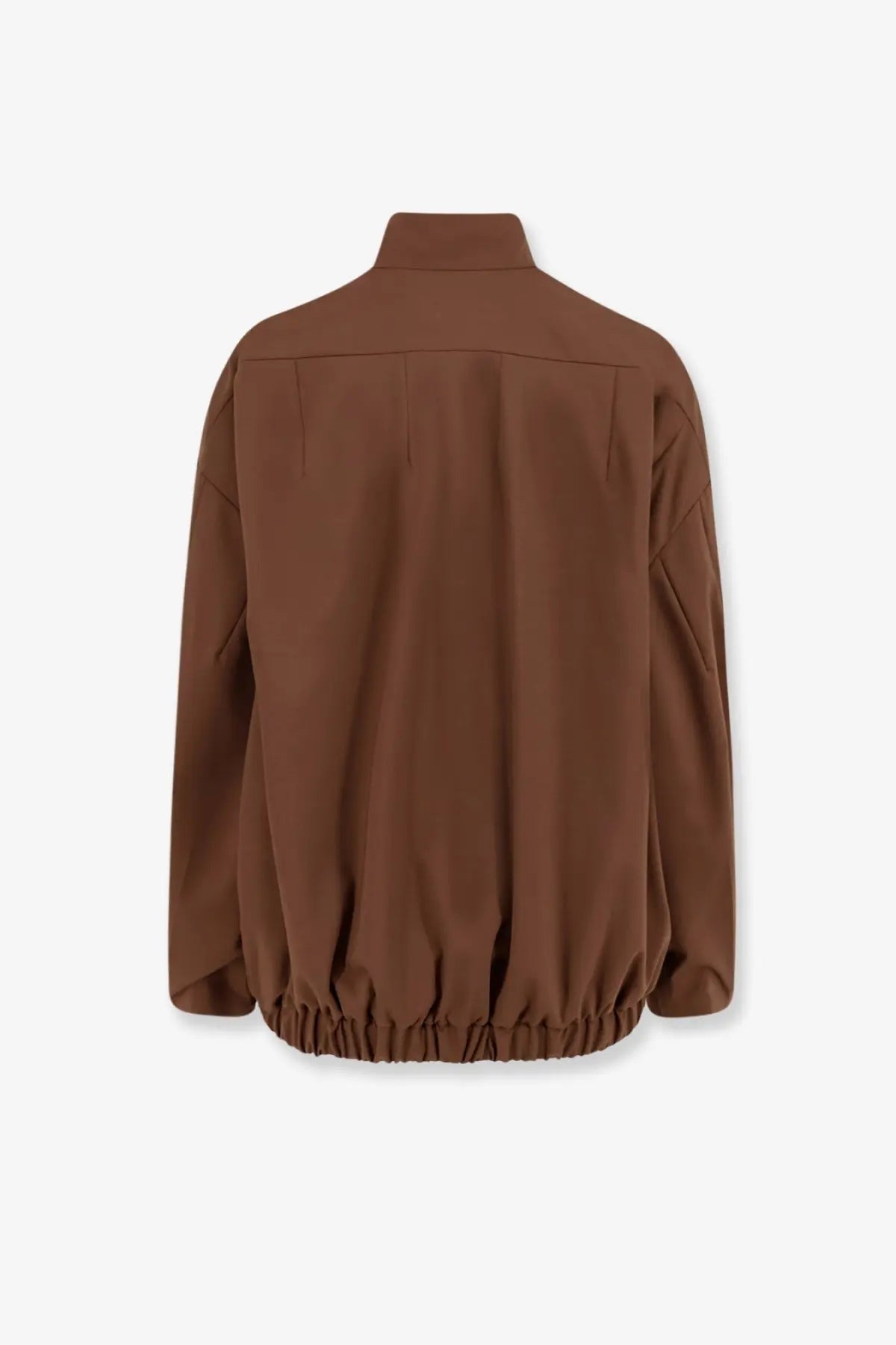 Hevò women’s porto selvaggio brown wool blend jacket with relaxed fit and elasticated hem