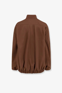 Hevò women’s porto selvaggio brown wool blend jacket with relaxed fit and elasticated hem