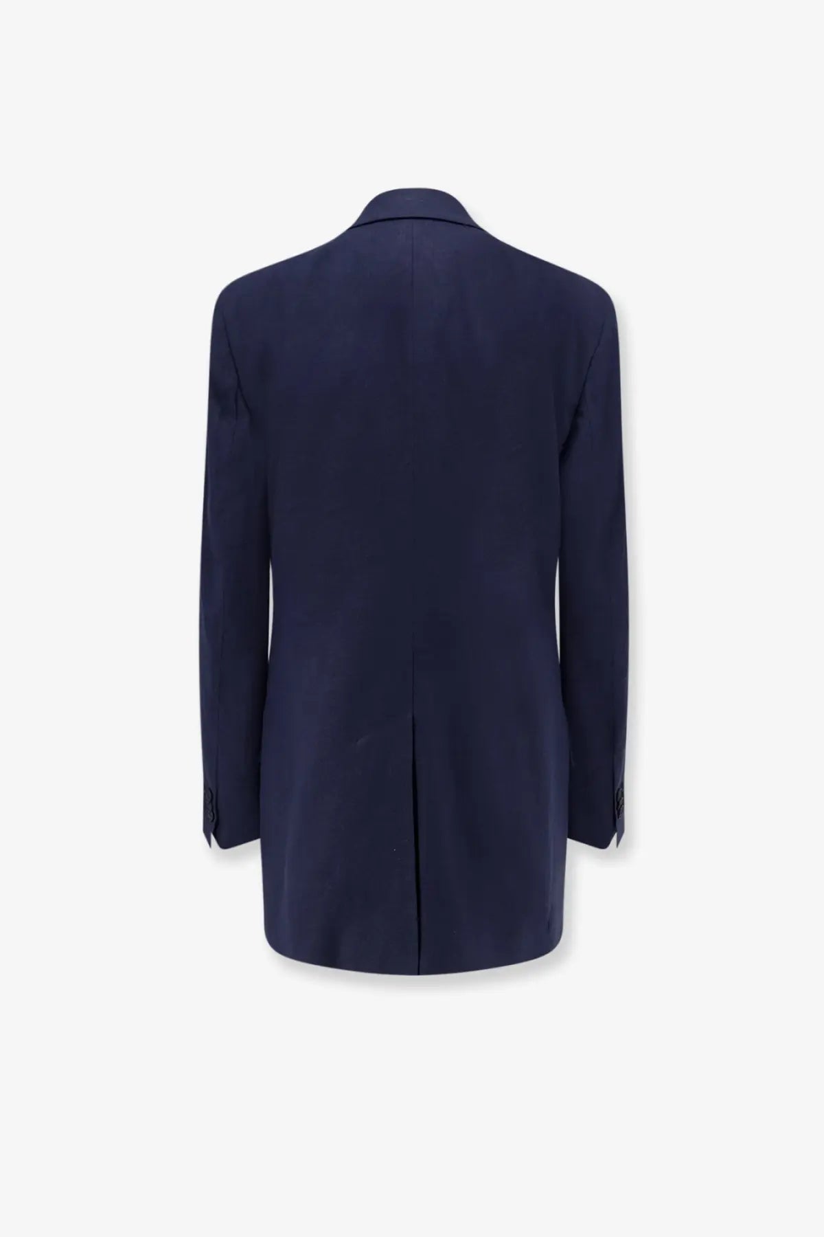 Hevò women’s Rocchetta linen and viscose navy blue tailored blazer with a sleek structured silhouette and subtle seams