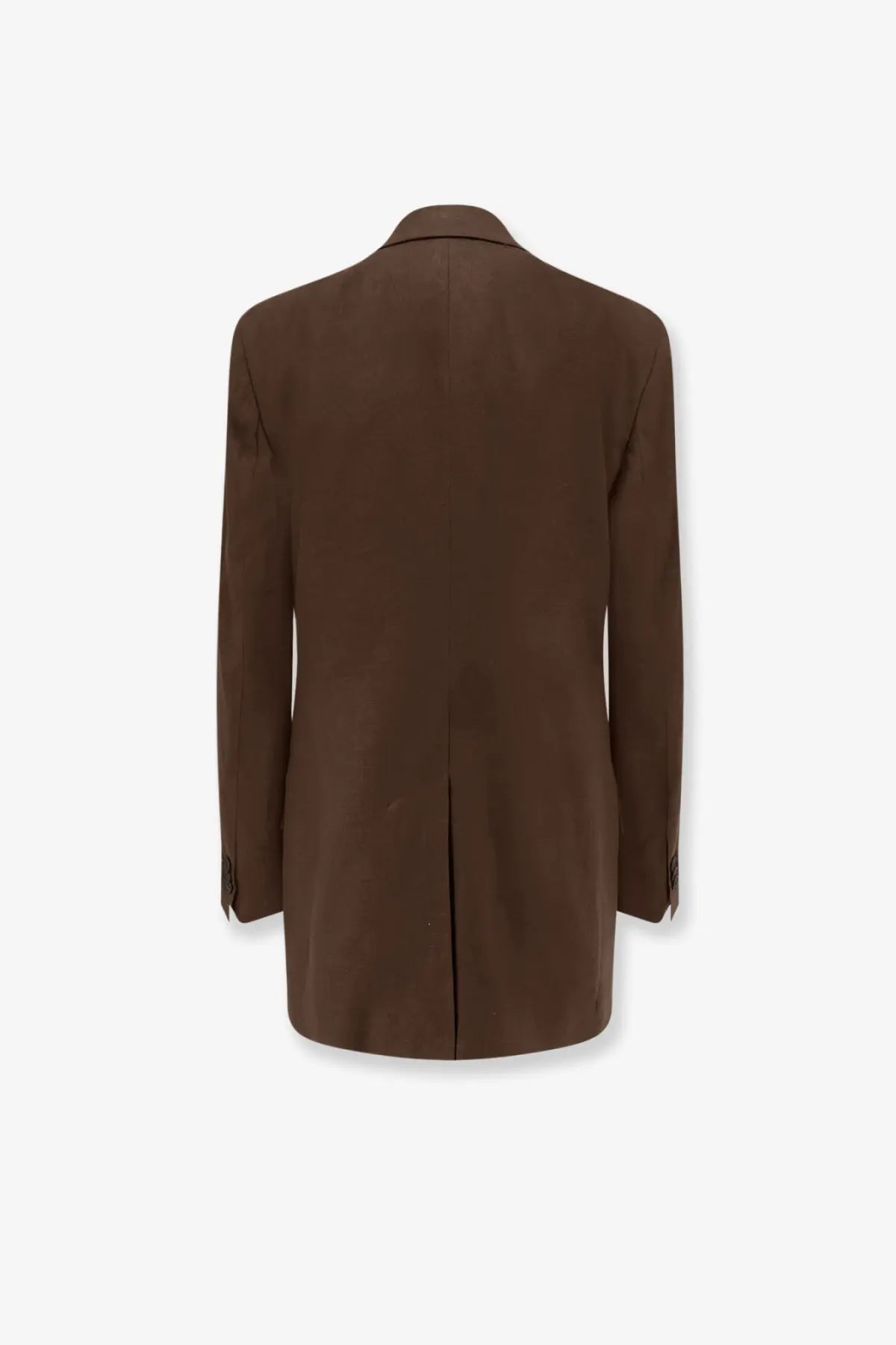 Hevò women’s Rocchetta linen and viscose suit brown blazer with a sleek tailored silhouette and subtle seam detailing