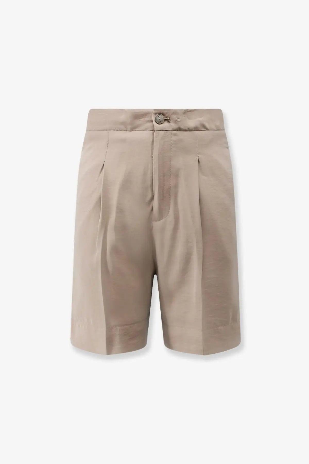 Bevò women’s torre lapillo beige modal blend bermuda shorts with pleats button closure and tailored lines