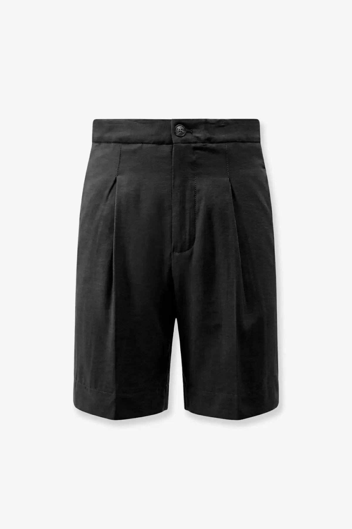 Hevò women’s torre lapillo black modal blend bermuda shorts with pleats button closure and subtle stitching details