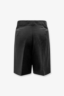 Hevò women’s torre lapillo black bermuda shorts in modal blend with sleek tailored design and subtle back pleats shown from back side