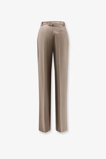 Bevò womens beige straight-leg trousers in modal and polyester with sleek tailored fit and subtle creasing at the back