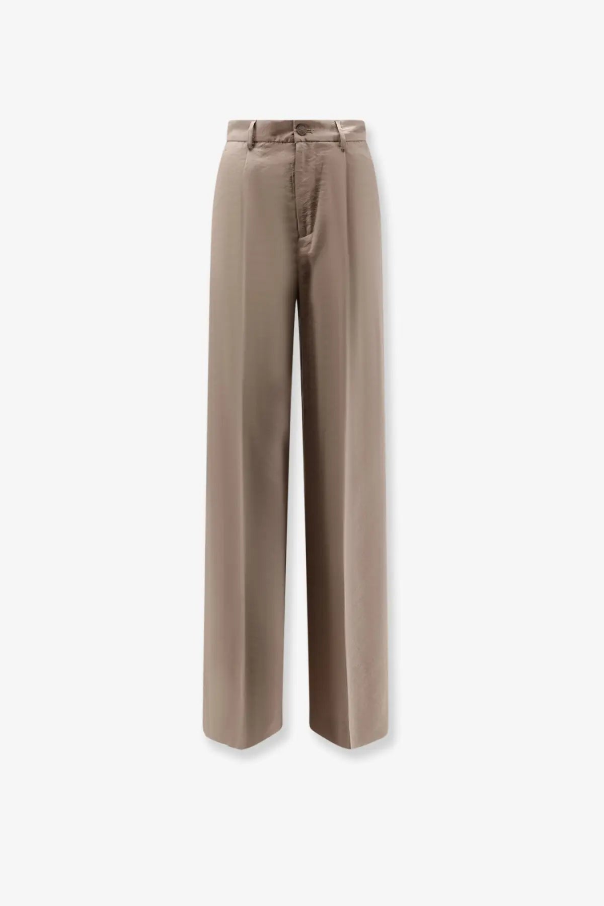 Bevò women’s beige wide-leg trousers in modal and polyester with tailored fit and subtle pleats at the waistband
