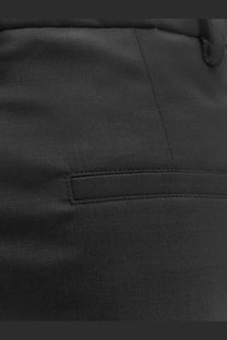 Hevò women’s Torreveneri black wool blend trousers with subtle woven pattern and neatly stitched pocket