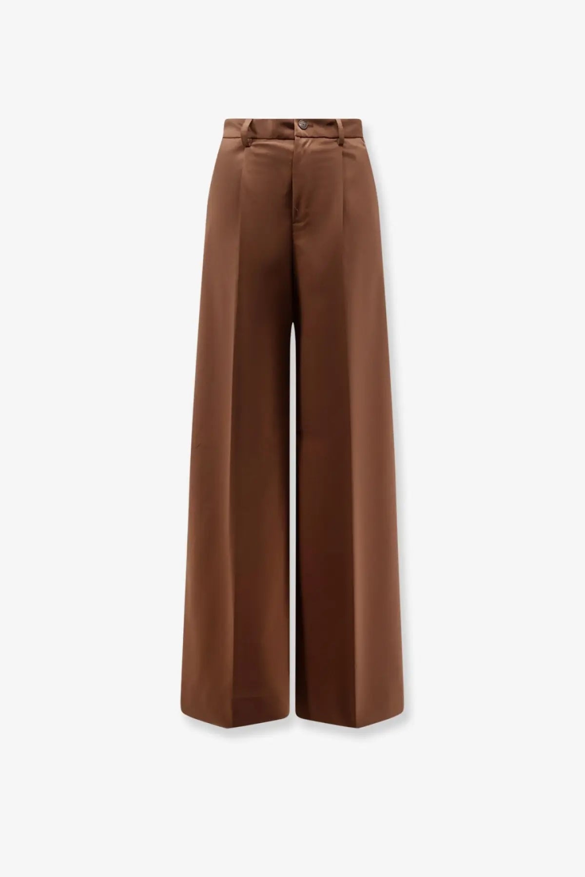 Hevò women’s torreveneriwool blend brown satin wide-leg trousers with high waist and front pleats