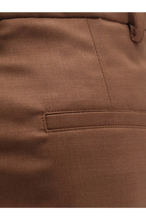 Hevò women’s torreveneri wool blend brown trousers with subtle woven texture and neatly stitched pocket visible from the front